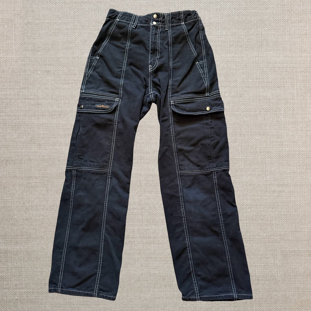 BDG Urban Outfitters Cargo Pants 28 Contrast Stitch Utility Straight Black